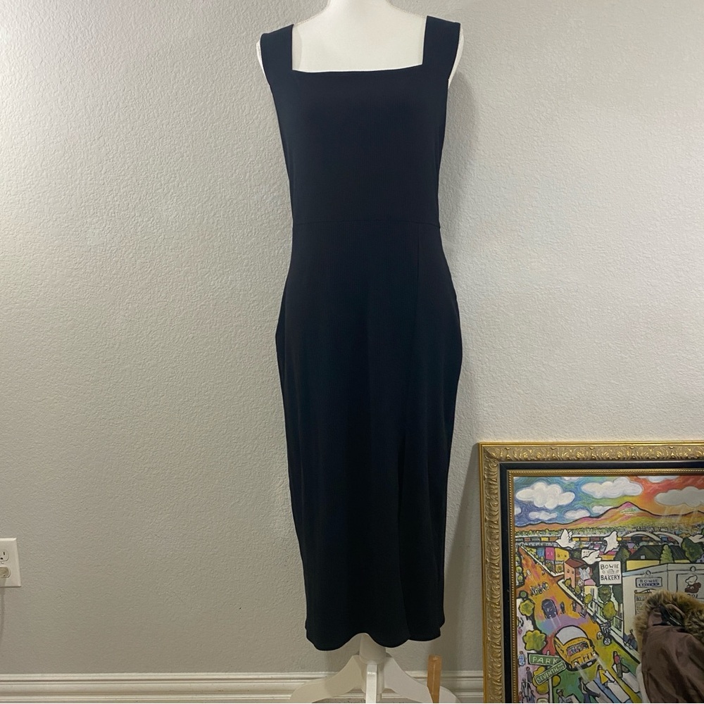 NWT Reformation Cassi Knit Black Midi Dress, Tencel/Spandex, Size XL